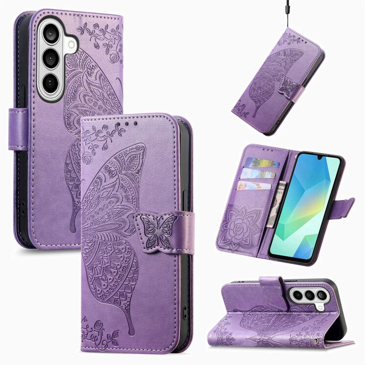 Чехол-книжка с рисунком UniCase Butterfly Pattern для Samsung Galaxy A37 (A376) - Light Purple: фото 5 из 10