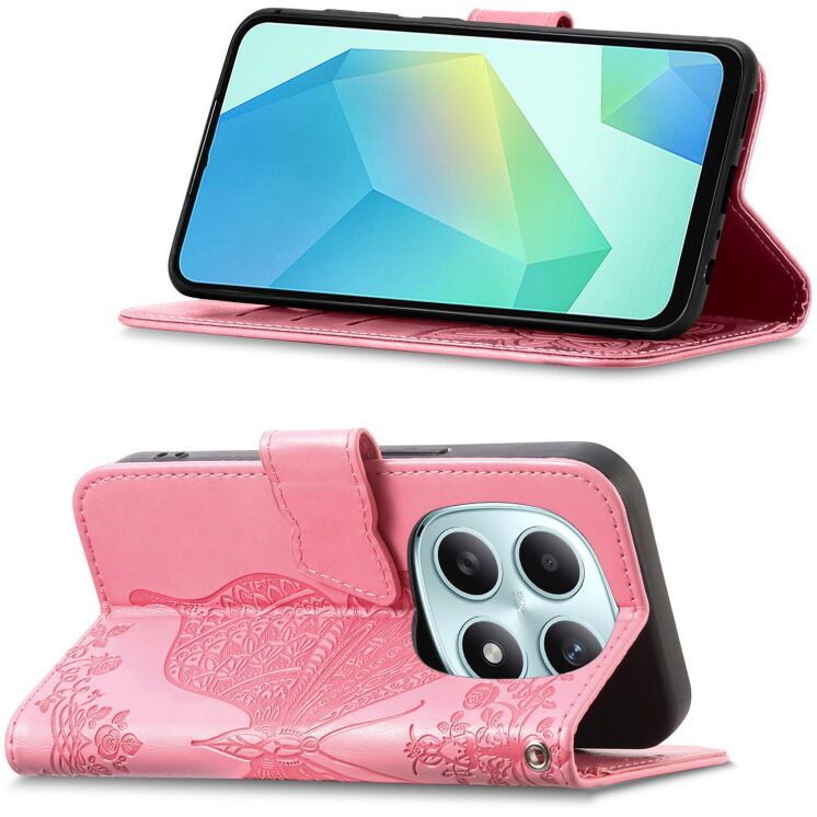 Чехол-книжка с рисунком UniCase Butterfly Pattern для Xiaomi Redmi Note 15 (4G/5G) / Poco M8 5G - Pink: фото 3 из 8