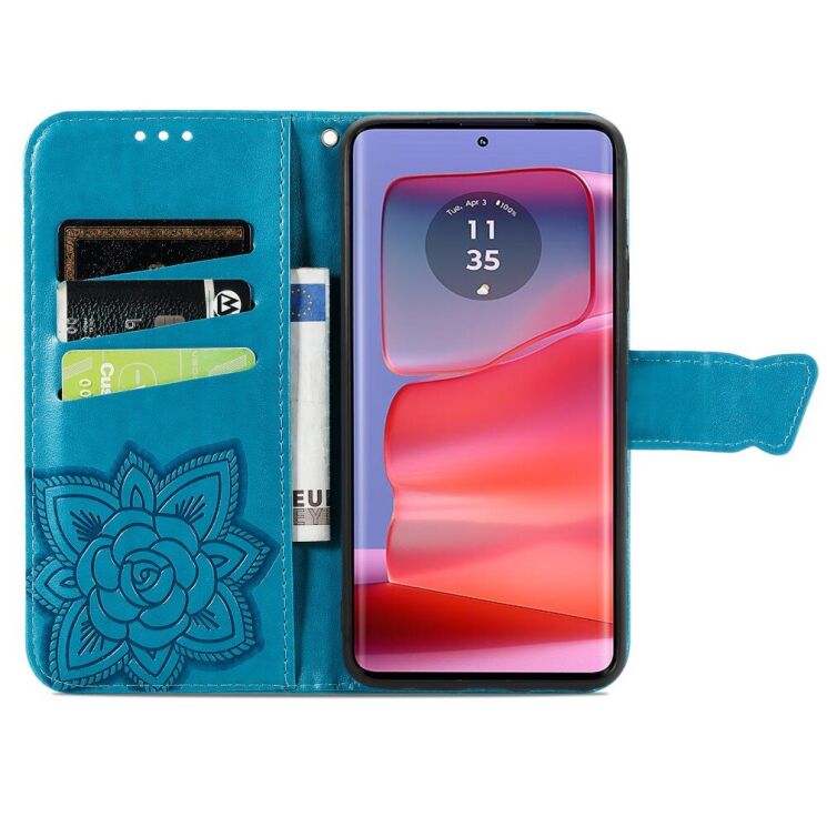 Чехол-книжка UniCase Butterfly Pattern для Motorola Edge 50 Pro - Blue: фото 2 из 8