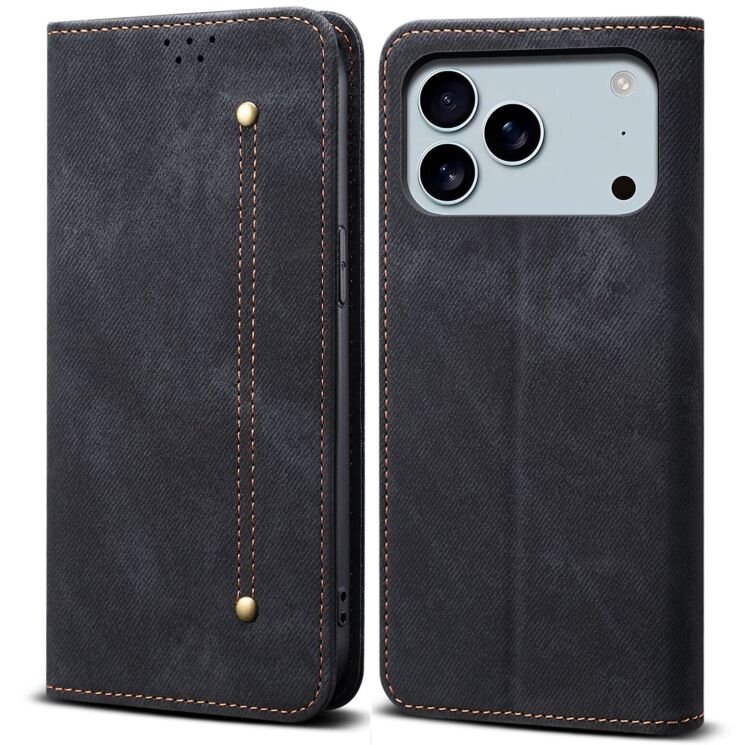 Чехол-книжка UniCase Jeans Wallet для Apple iPhone 17 Pro - Black: фото 1 из 6