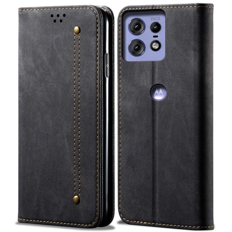 Чехол-книжка UniCase Jeans Wallet для Motorola Edge 50 Pro - Black: фото 1 из 6