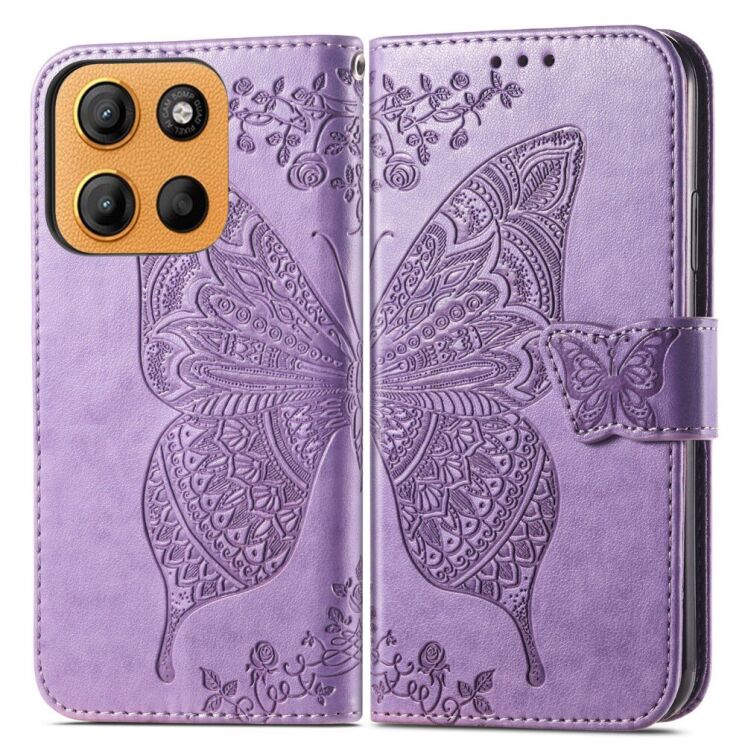 Чехол UniCase Butterfly Pattern для Motorola Moto G15 - Light Purple: фото 2 из 12