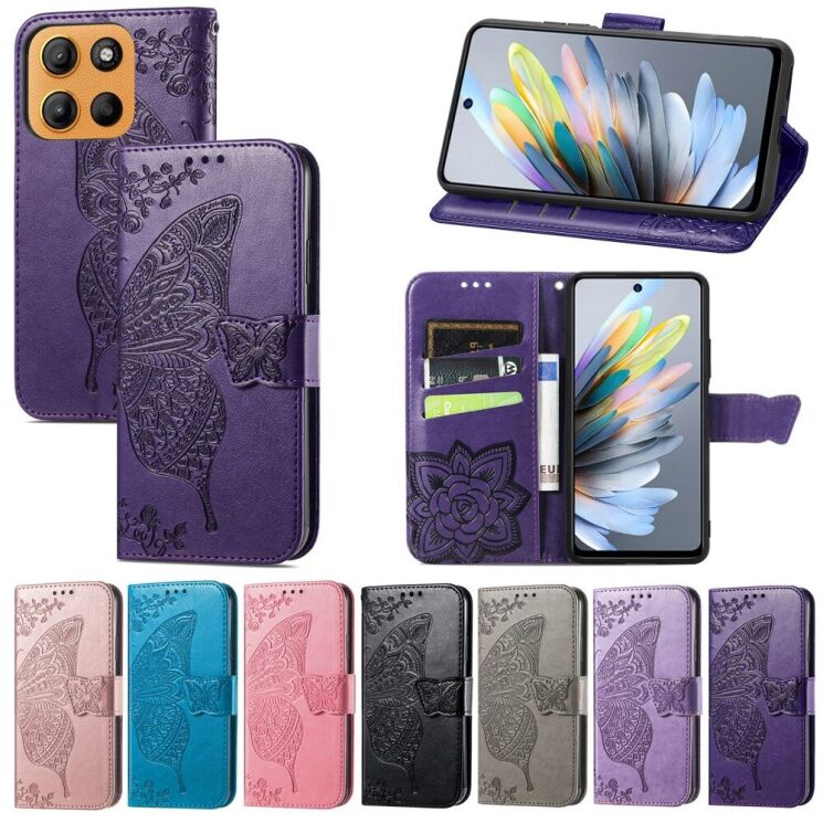Чехол UniCase Butterfly Pattern для Motorola Moto G15 - Blue: фото 7 из 11