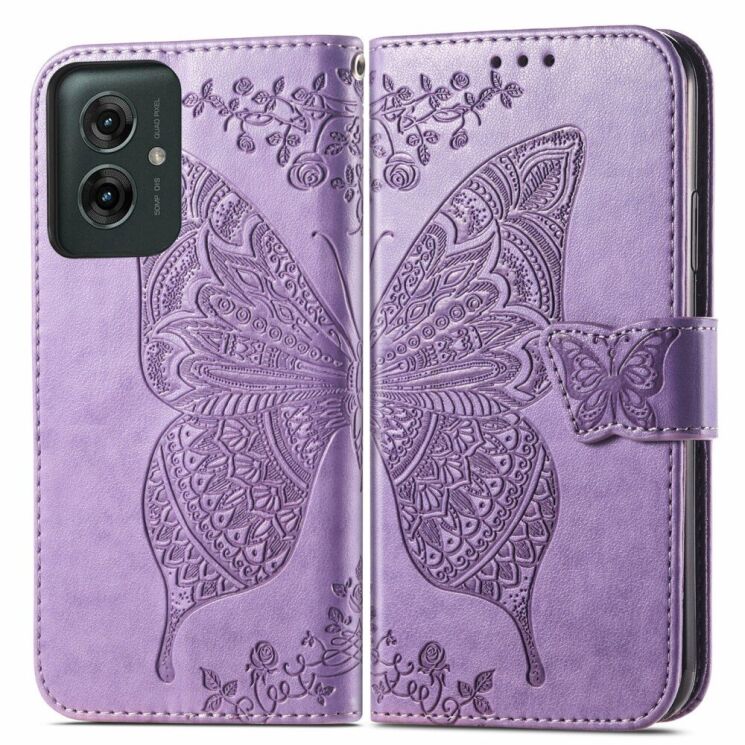 Чехол UniCase Butterfly Pattern для Motorola Moto G55 - Light Purple: фото 1 из 7