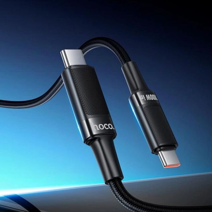Кабель Hoco U153 Type-C to Type-C (100W, 1.2m) - Black: фото 8 з 9