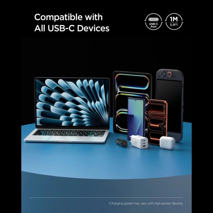 Кабель Spigen EB10010CCA Essential Type-C to Type-C (100W, 1m) ACA11103 - Black (896525B) Кабель Spigen EB10010CCA Essential Type-C to Type-C (100W, 1m) ACA11103 - Black: фото 3 из 7