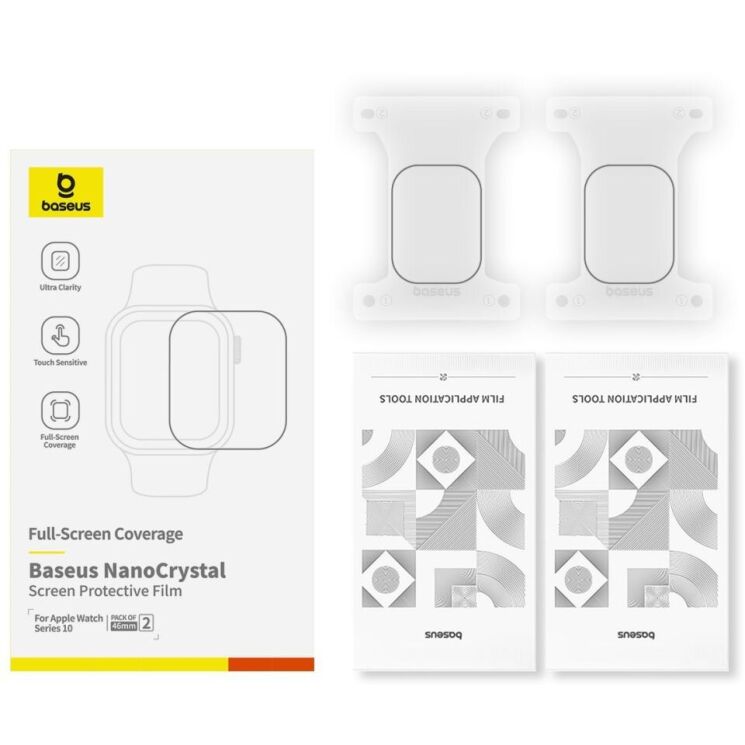 Комплект защитных пленок BASEUS NanoCrystal для Apple Watch Series 10 46mm - Black: фото 3 из 5