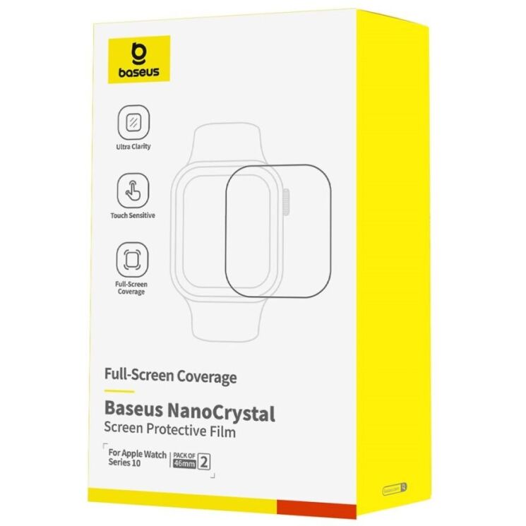 Комплект защитных пленок BASEUS NanoCrystal для Apple Watch Series 10 46mm - Black: фото 4 из 5