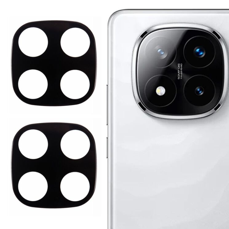 Комплект защитных стекол на заднюю камеру Deexe Black Lens Protector для Xiaomi Redmi Note 14 Pro - Black: фото 1 из 5