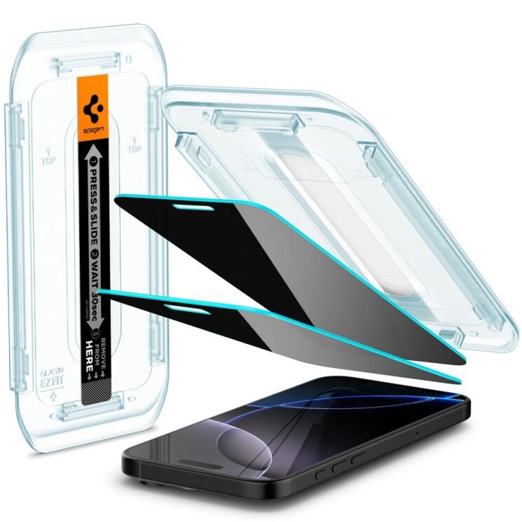 Комплект защитных стекол Spigen (SGP) GLAS.tR EZ Fit Privacy для iPhone 16 Pro Max / 17 Pro Max (AGL07908): фото 2 из 13