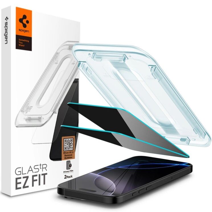 Комплект защитных стекол Spigen (SGP) GLAS.tR EZ Fit Privacy для iPhone 16 Pro Max / 17 Pro Max (AGL07908): фото 1 из 13