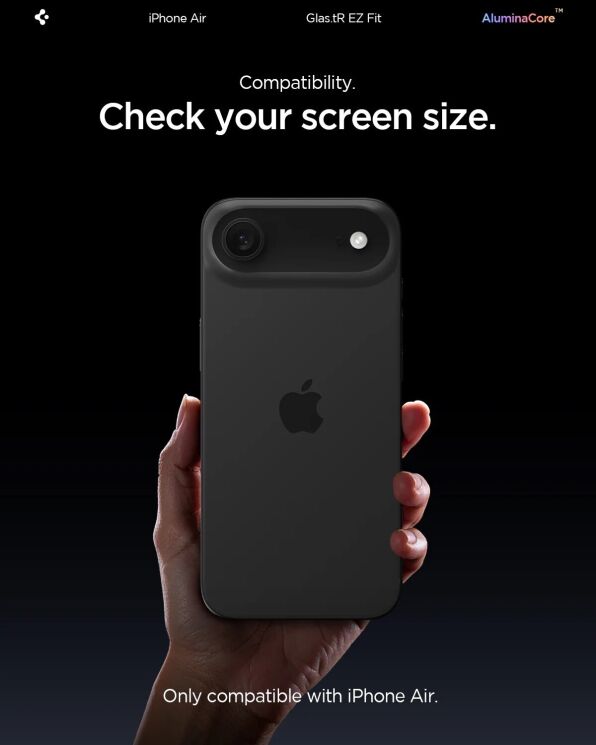 Комплект захисних стекол Spigen (SGP) GLAS.tR EZ Fit Sensor Protected для iPhone Air (AGL09861): фото 8 з 14