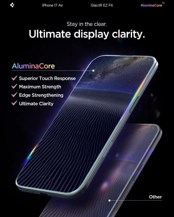 Комплект захисних стекол Spigen (SGP) GLAS.tR EZ Fit Sensor Protected для iPhone Air (AGL09861): фото 11 з 14