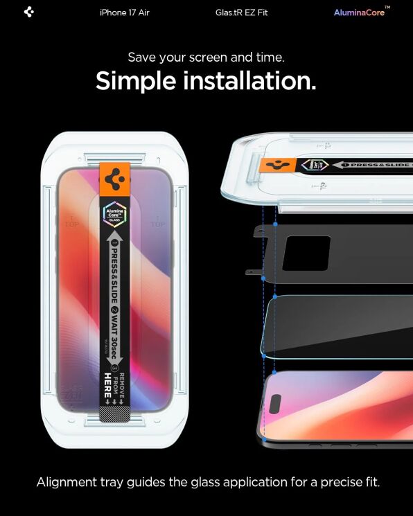 Комплект захисних стекол Spigen (SGP) GLAS.tR EZ Fit Sensor Protected для iPhone Air (AGL09861): фото 12 з 14