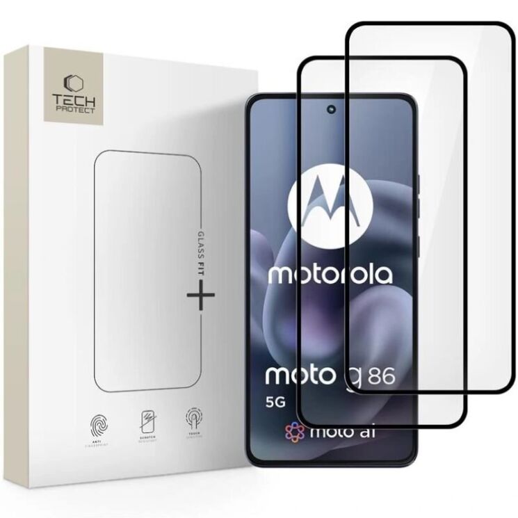 Комплект захисних стекол Tech-Protect 5D Glass Fit + для Motorola Moto G86 / G86 Power - Black: фото 1 з 6