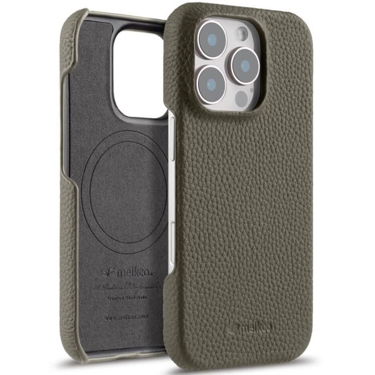 Шкіряний чохол MELKCO Leather Case для Apple iPhone 16 Pro - Grey: фото 1 з 5