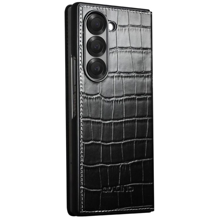 Кожаный чехол QIALINO Croco Case для Samsung Galaxy Fold 6 - Black: фото 3 из 7