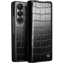 Кожаный чехол QIALINO Croco Case для Samsung Galaxy Fold 6 - Black: фото 1 из 7