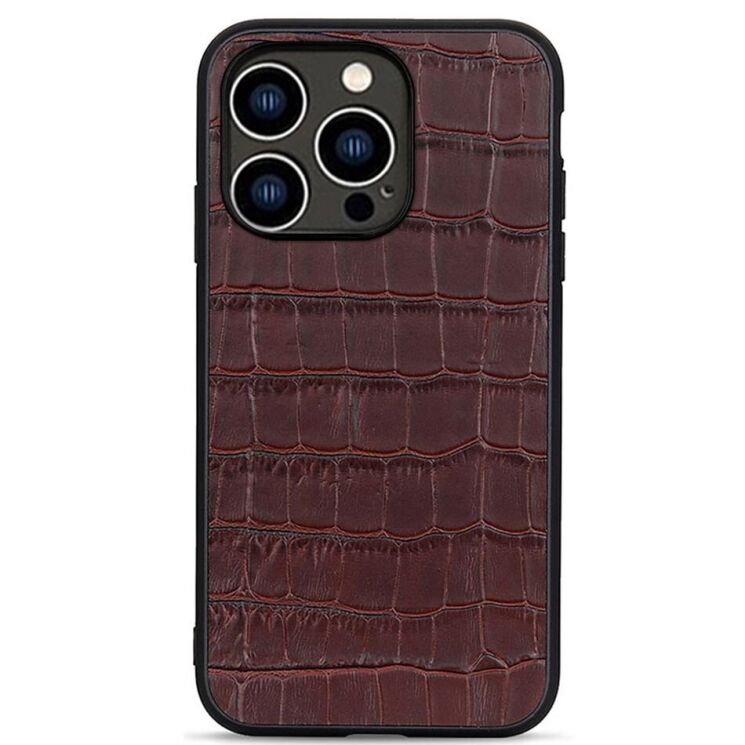 Кожаный чехол UniCase Croco Skin для Apple iPhone 15 Pro Max - Brown: фото 1 из 3