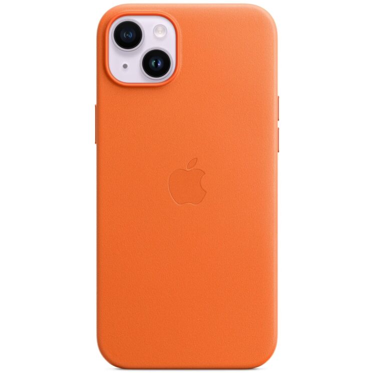 Оригінальний чохол Leather Case with MagSafe для Apple iPhone 14 Plus (MPPF3) - Orange: фото 2 з 5