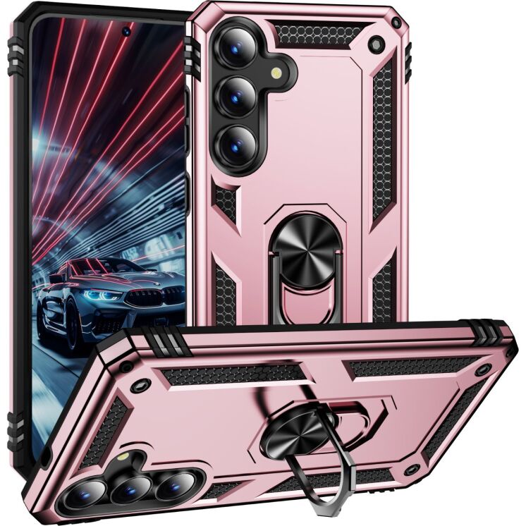 Противоударный чехол с подставкой Deexe Armor Case для Samsung Galaxy S26 FE - Rose Gold: фото 1 из 7