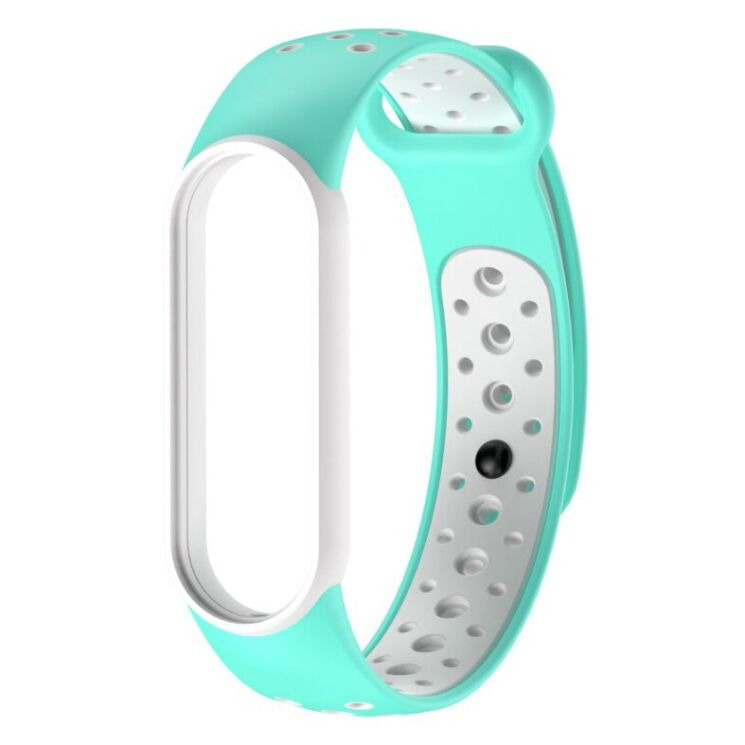 Ремешок Deexe Color Style для Xiaomi Mi Band 5 / Mi Band 6 / Mi Band 7 - Cyan / White: фото 1 из 1