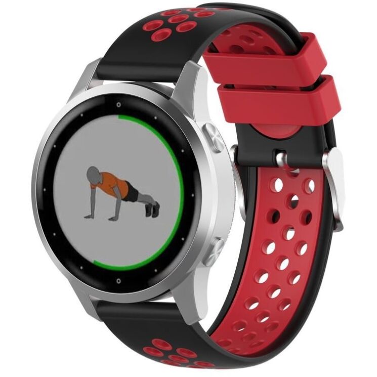 Ремешок Deexe Dot Color для часов с шириной крепления 18 мм - Black / Red: фото 2 из 8