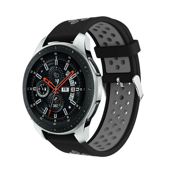 Ремешок Deexe Dual Color для Samsung Galaxy Watch 46mm / Watch 3 45mm / Gear S3 - Black/Grey: фото 1 из 4