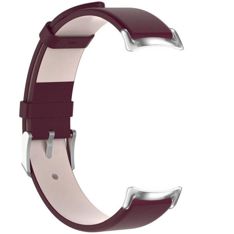 Ремешок Deexe Leather Strip для Xiaomi Mi Smart Band 8 / 9 - Wine Red: фото 5 из 6