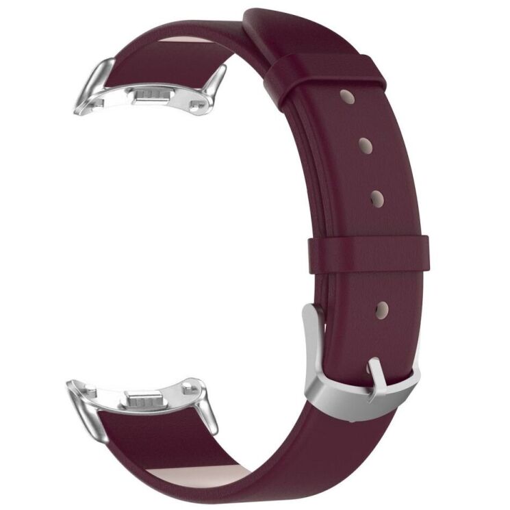 Ремешок Deexe Leather Strip для Xiaomi Mi Smart Band 8 / 9 - Wine Red: фото 1 из 6