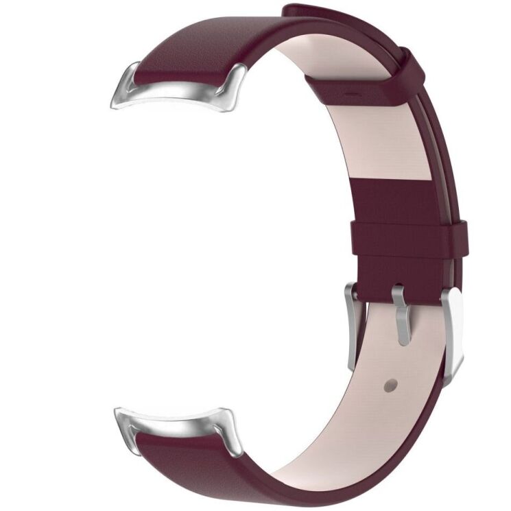 Ремешок Deexe Leather Strip для Xiaomi Mi Smart Band 8 / 9 - Wine Red: фото 4 из 6