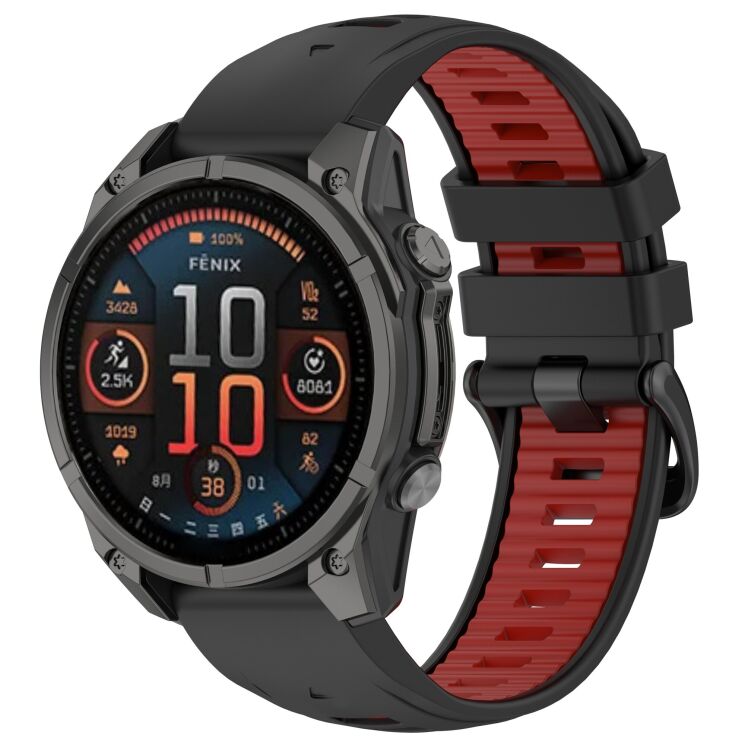 Ремінець Deexe Modern Strap для годинників Garmin з шириною кріплення QuickFit 20mm - Black / Red: фото 4 з 7