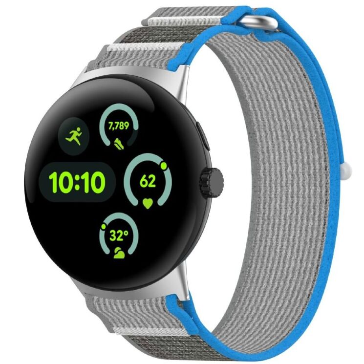 Ремешок Deexe Nylon Strap для Google Pixel Watch 3 (45mm) - Blue / Grey: фото 2 из 6