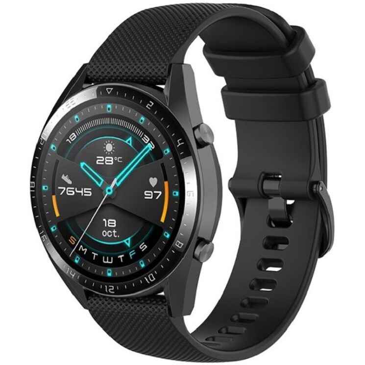 Ремешок Deexe Silicone Watchband для Huawei Watch GT 3 (46mm) - Black: фото 2 из 8