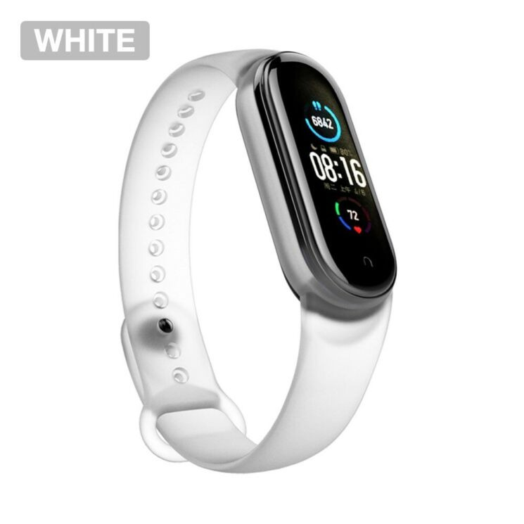 Ремешок Deexe Silicone Wrist для Xiaomi Mi Band 5 / Mi Band 6 / Mi Band 7 - White: фото 1 из 11