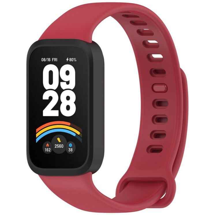 Ремешок Deexe Soft Touch для Xiaomi Mi Smart Band 9 Active / Redmi Band 3 - Black / Red: фото 2 из 12