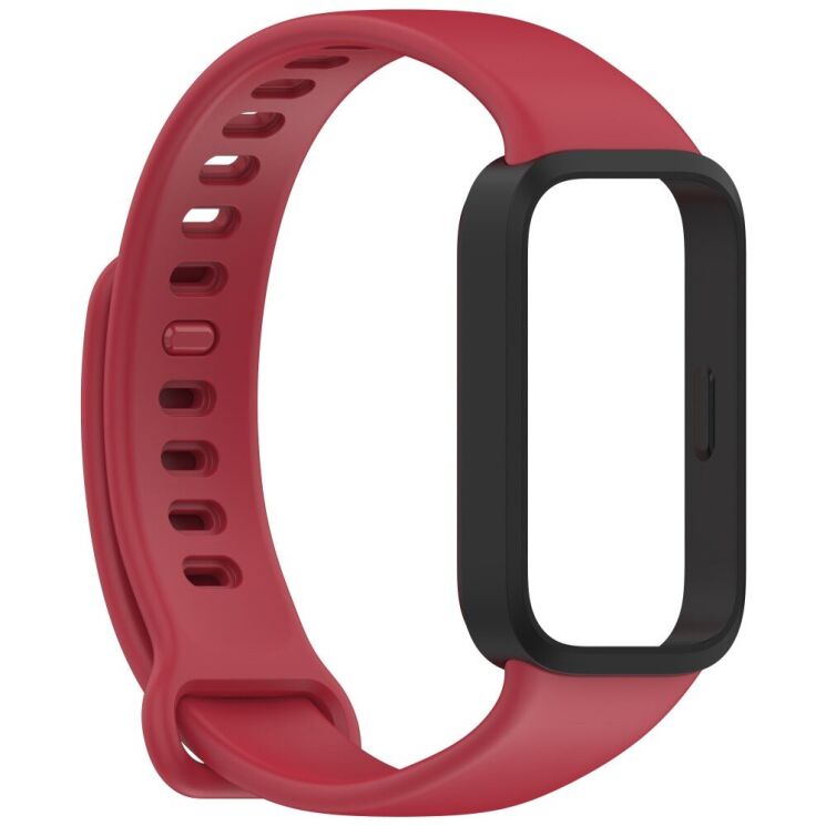 Ремешок Deexe Soft Touch для Xiaomi Mi Smart Band 9 Active / Redmi Band 3 - Black / Red: фото 4 из 12