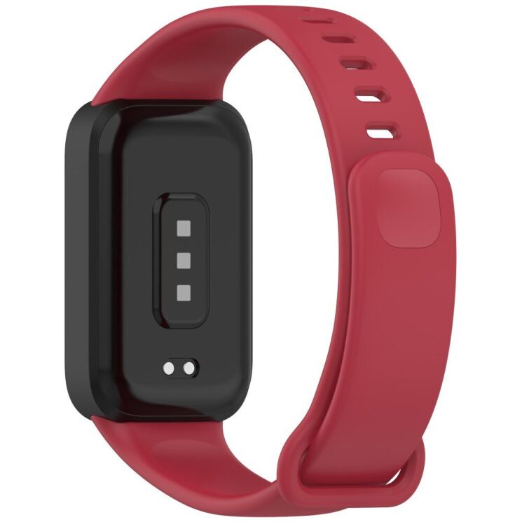 Ремешок Deexe Soft Touch для Xiaomi Mi Smart Band 9 Active / Redmi Band 3 - Black / Red: фото 1 из 12