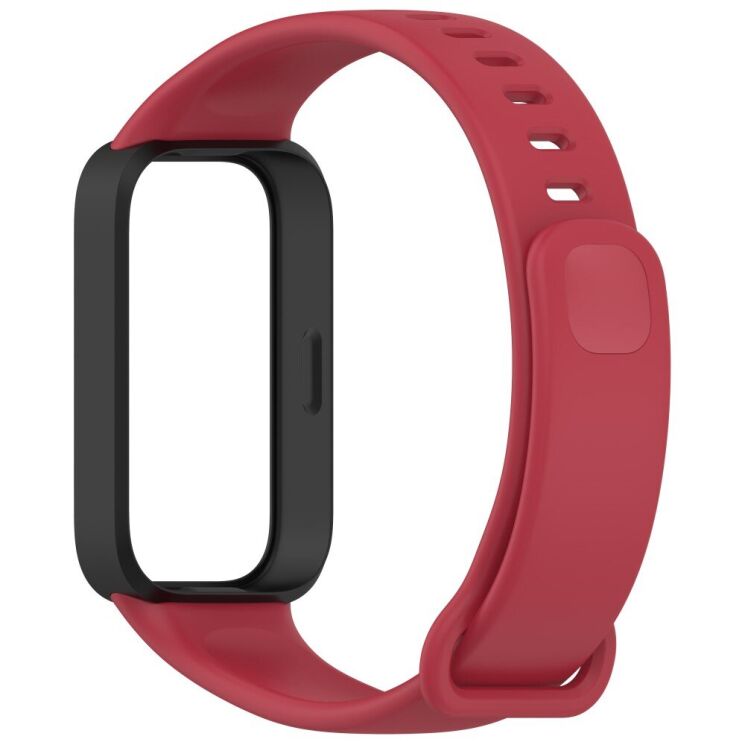 Ремешок Deexe Soft Touch для Xiaomi Mi Smart Band 9 Active / Redmi Band 3 - Black / Red: фото 3 из 12