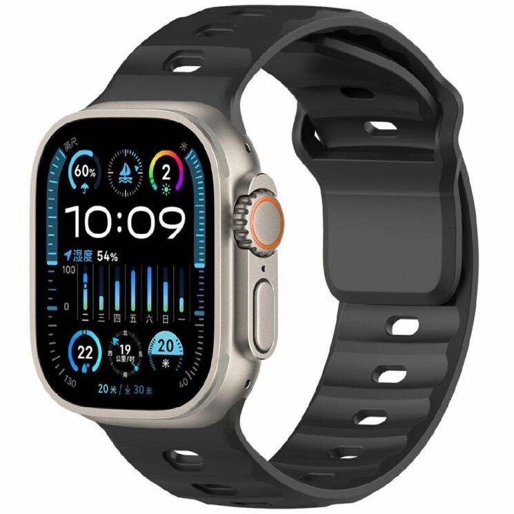 Ремешок Deexe Sport Design для Apple Watch 46 / 45 / 44 / SE 44 / 42 (Series 1-3) / Ultra / Ultra 2 - Black: фото 2 из 9