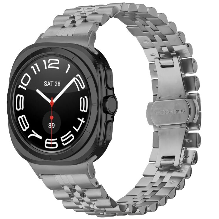 Ремешок Deexe Stainless Steel QuickFit для Samsung Galaxy Watch Ultra (2025) - Titanium: фото 3 из 7