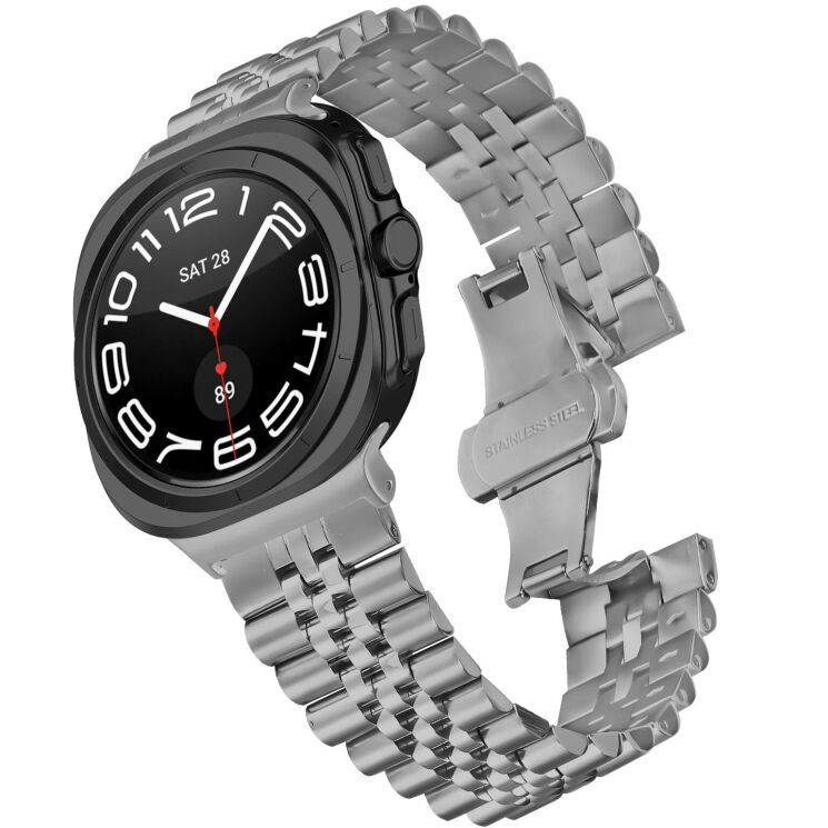 Ремешок Deexe Stainless Steel QuickFit для Samsung Galaxy Watch Ultra (2025) - Titanium: фото 2 из 7