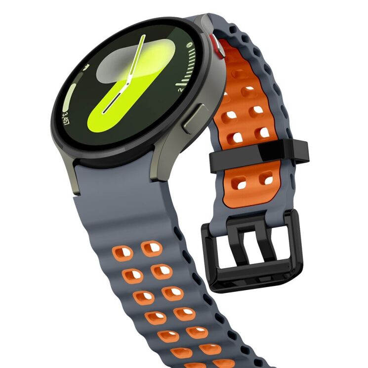 Ремінець KALEBOL Ocean Strap для Samsung Galaxy Watch 4 / 4 Classic / 5 / 5 Pro / 6 / 6 Classic / 7 / FE - Grey / Orange: фото 5 з 9
