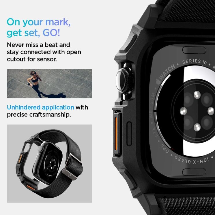 Ремешок Spigen (SGP) Lite Fit Pro для Apple Watch 10 46 mm (ACS08609) - Matte Black: фото 15 из 16