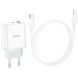 Сетевое зарядное устройство Hoco C105A PD20W + QC3.0 + кабель Type-C to Lightning - White (960176W). Фото 5 из 9