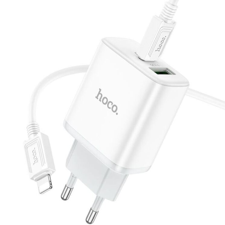 Сетевое зарядное устройство Hoco C105A PD20W + QC3.0 + кабель Type-C to Lightning - White: фото 3 из 9