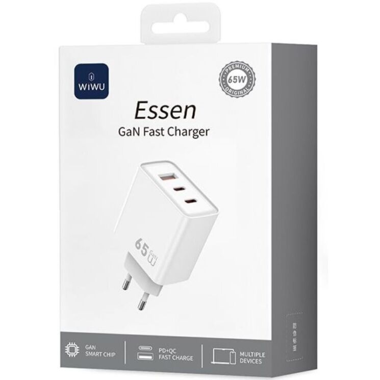 Мережевий зарядний пристрій WIWU Wi-G005 Gan 65W (1U+2C) - White: фото 4 з 11
