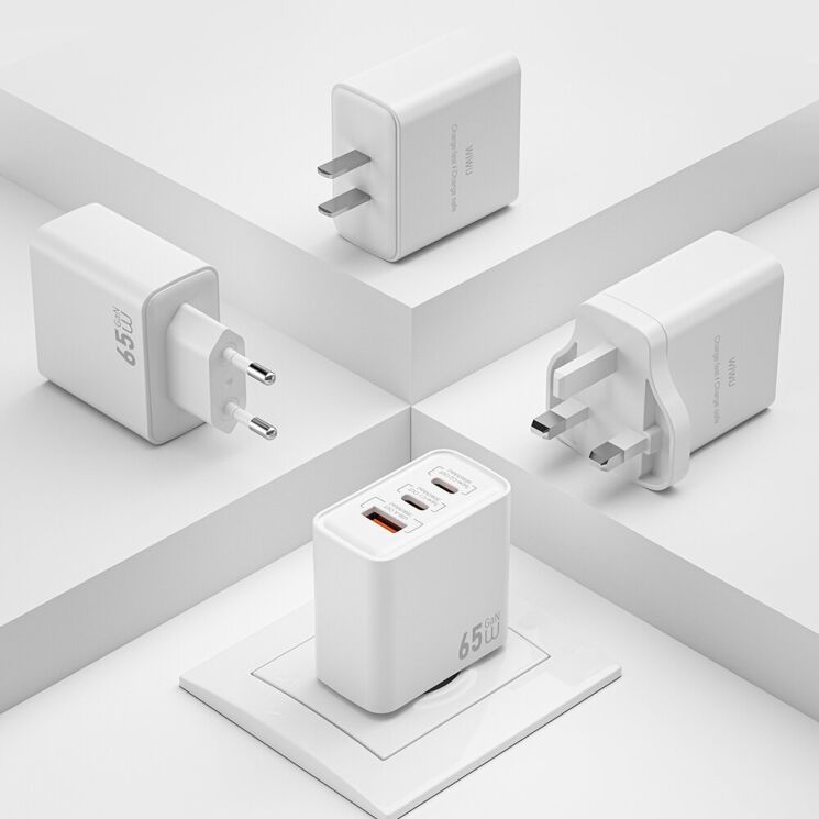 Мережевий зарядний пристрій WIWU Wi-G005 Gan 65W (1U+2C) - White: фото 11 з 11
