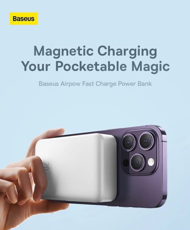 Внешний аккумулятор Baseus Magnetic Mini 20W (20000mAh) PPCX150002 - White: фото 10 из 26