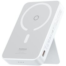 Зовнішній акумулятор з бездротовою зарядкою Baseus MagPro Magnetic Bracket 20W (5000mAh) PPCXZ05 - White: фото 1 з 12